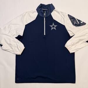 Dallas Cowboys Pullover Mens XL Blue White NFL Football Nike Dri Fit Quarter Zip